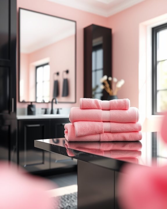 stylish pink towels accentuate decor