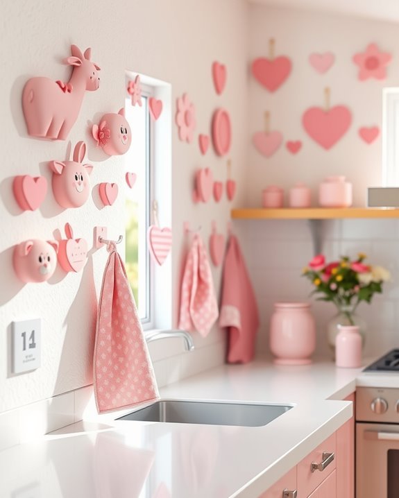 stylish pink wall hooks
