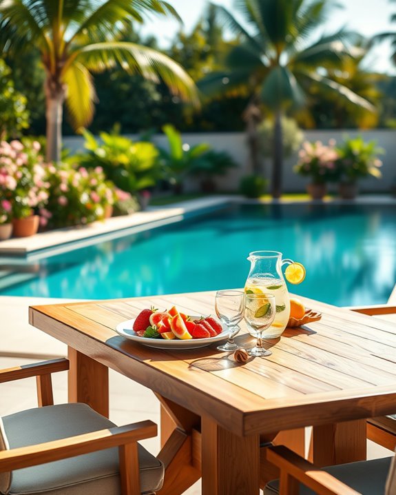 stylish poolside dining setup