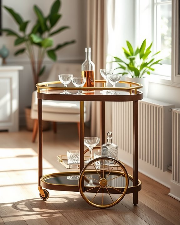 stylish space saving bar cart