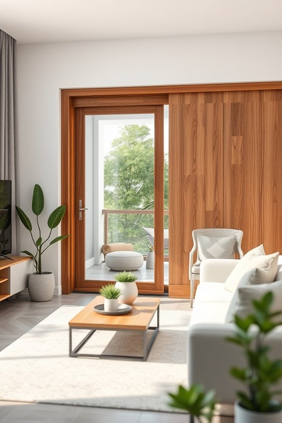 stylish wood clad sliding doors