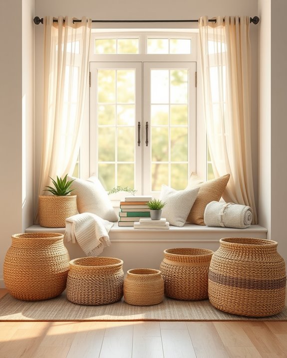 stylish woven basket organization