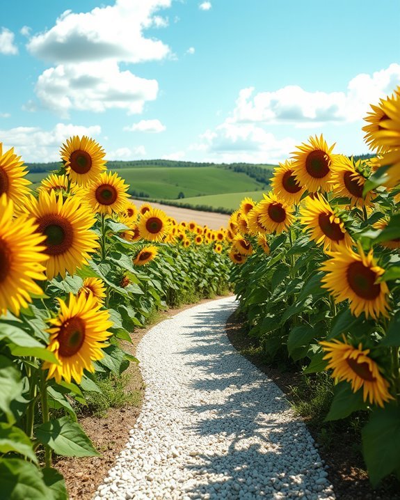 sunflower wedding entrance pathway