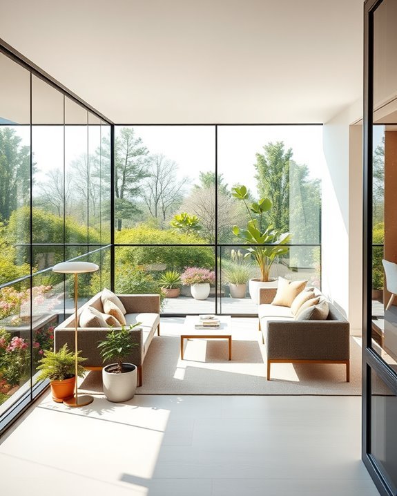 sunlit balcony with windows