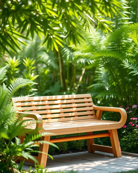 sustainable bamboo garden bench