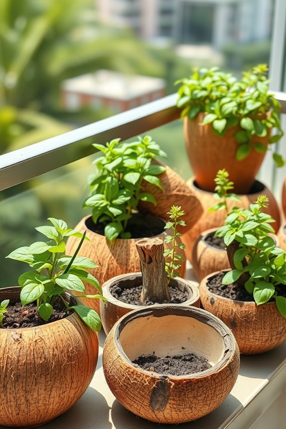 sustainable coconut shell planters