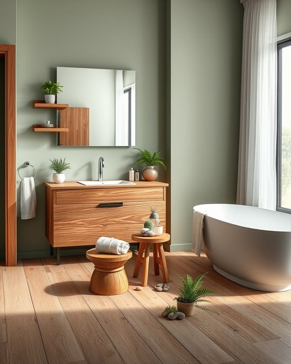 sustainable wood bathroom accents