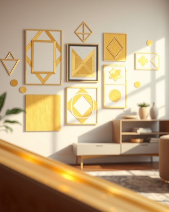 taped golden gallery wall