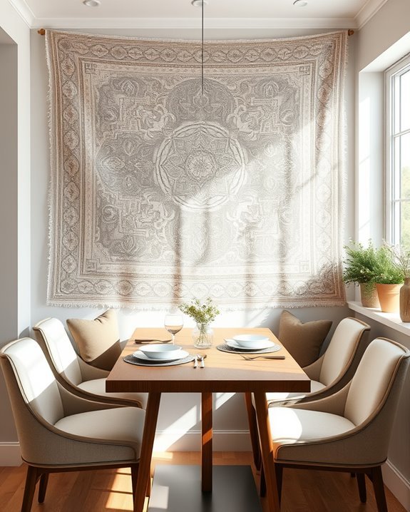 tapestry enhances dining aesthetic