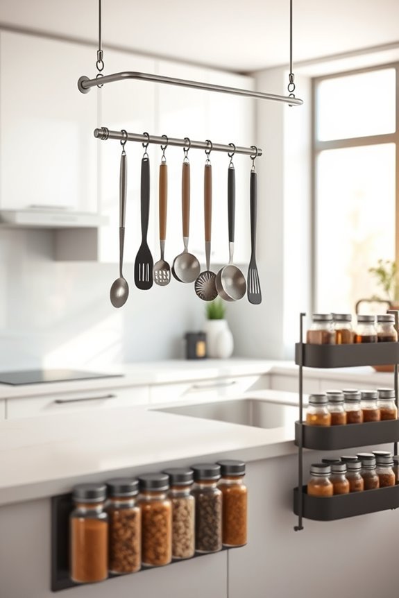 tension rod kitchen organization