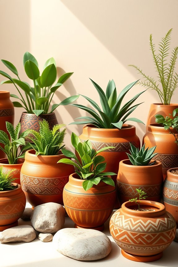 terracotta pots enhance decor