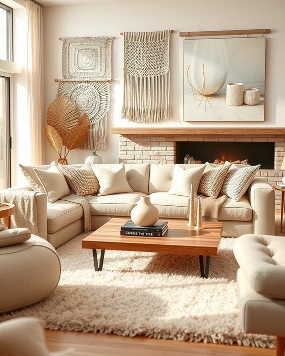 textured beige wall decor