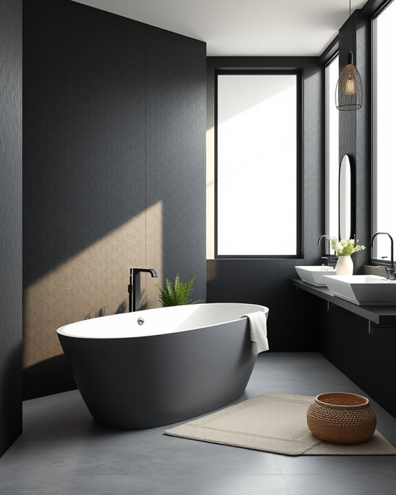 textured black wall panels