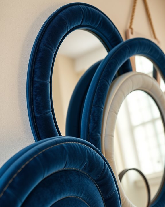 textured fabric decorative mirrors
