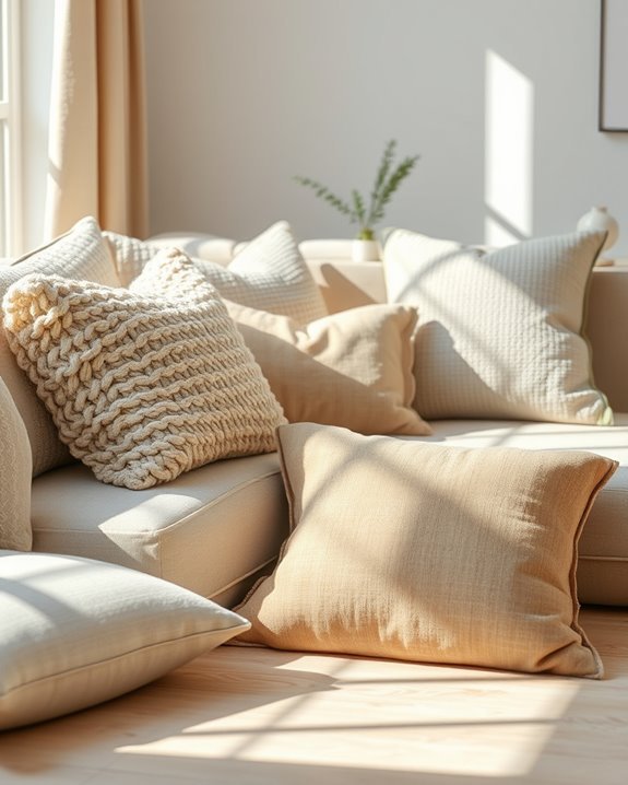 textured pillows enhance coziness