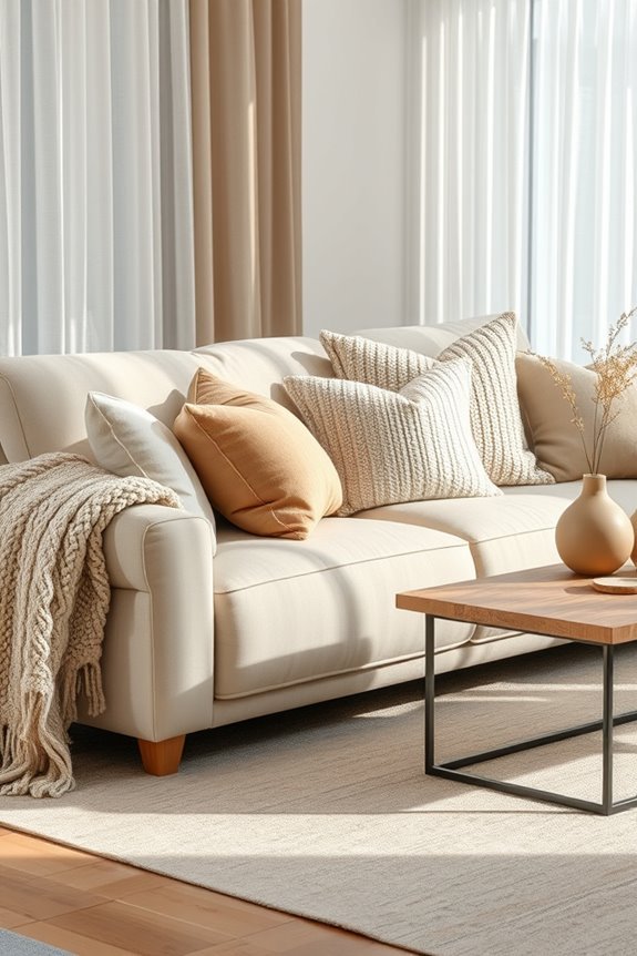 textured throws and pillows