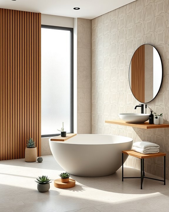 textured wall treatments enhance bathrooms