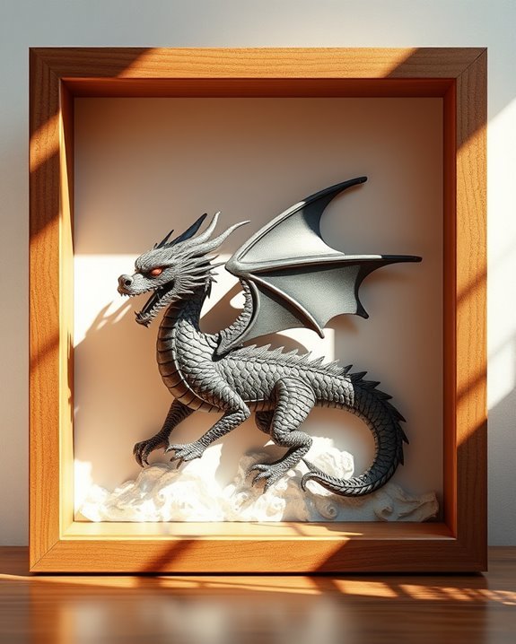 three dimensional dragon wall art