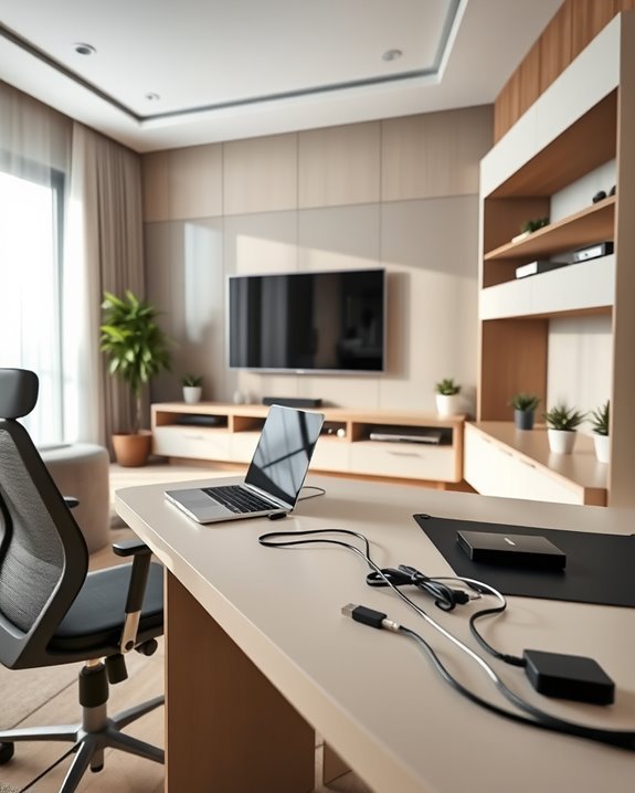 tidy space through cable management