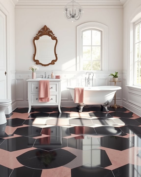 timeless black and pink flooring