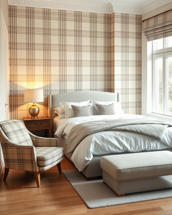 timeless plaid bedroom elegance