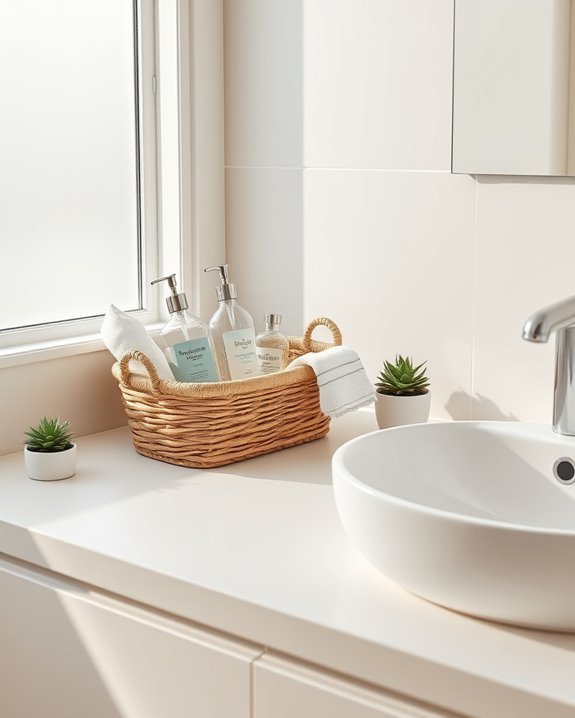 toiletries organized in basket