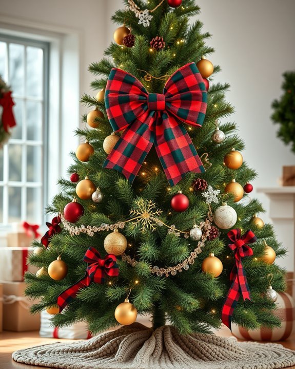 traditional christmas plaid bows