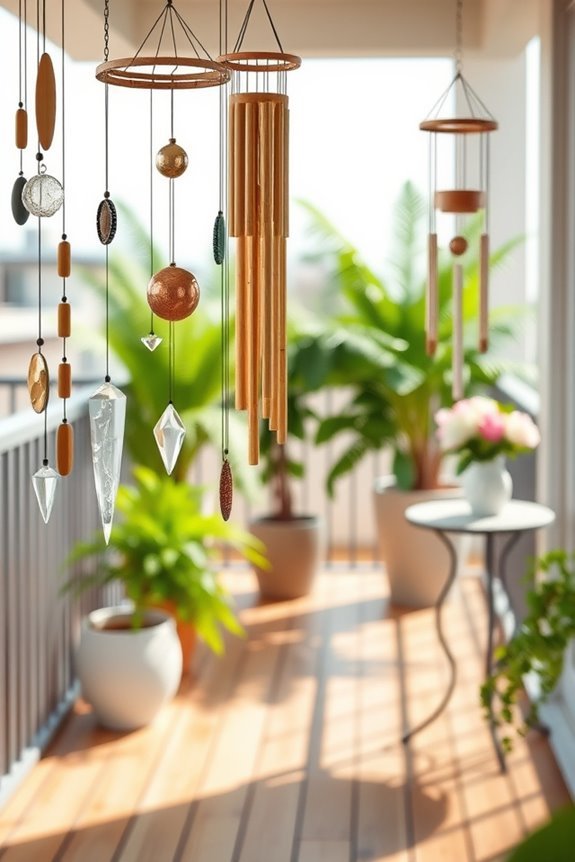 tranquil balcony with wind chimes