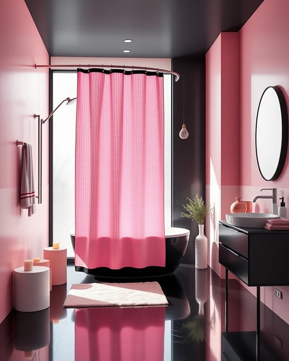 trendy pink shower curtain