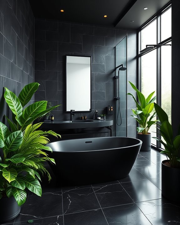 tropical bathroom plant accents