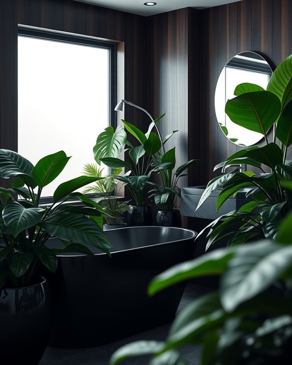 tropical plants enhance bathrooms