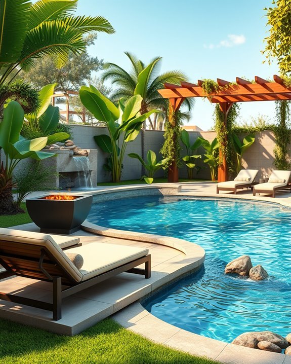 tropical poolside relaxation oasis