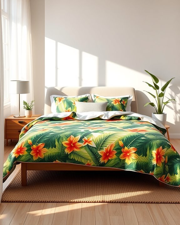 tropical vibrant bedroom oasis