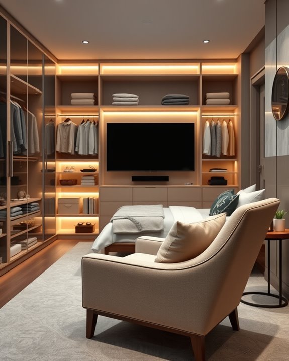 tv enhanced walk in closet