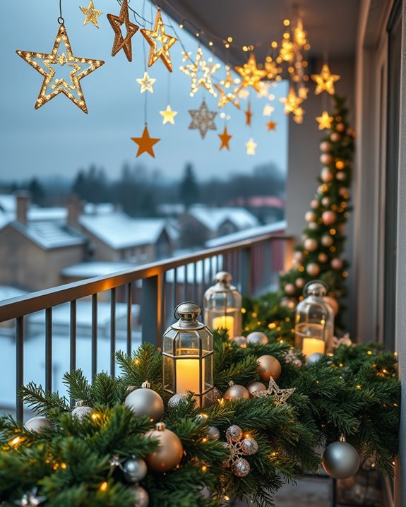 twinkling winter balcony decor
