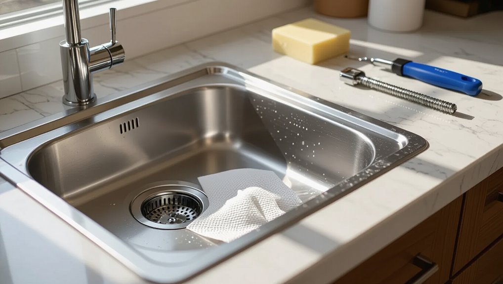 unclog utility sink safely