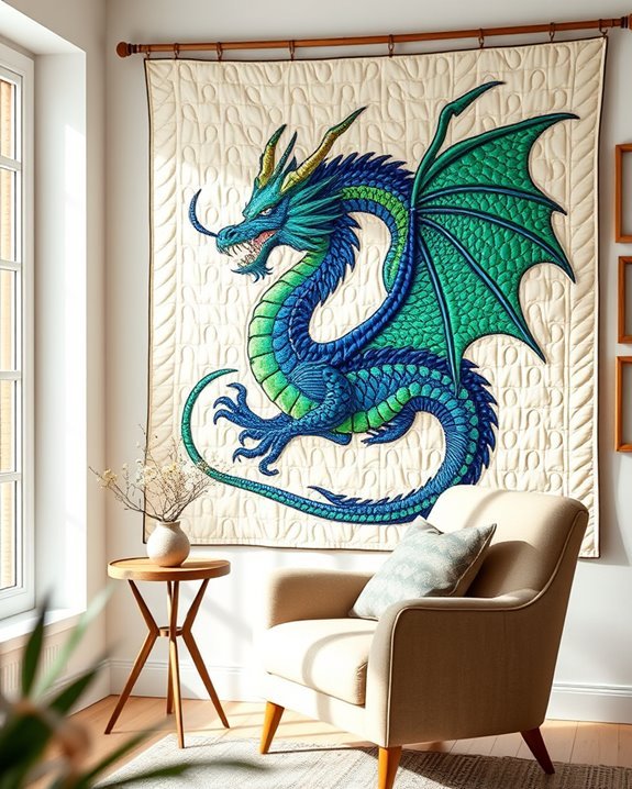 unique dragon quilt decor