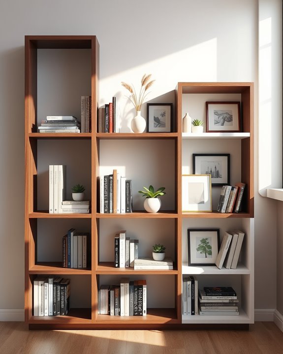 unique shadow box bookshelf design