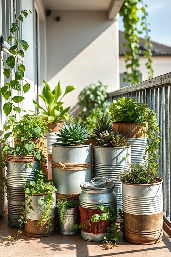 upcycled tin can planters