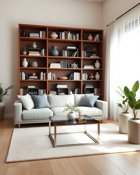 vertical bookshelves as decor