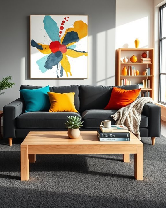 vibrant accents enhance warmth