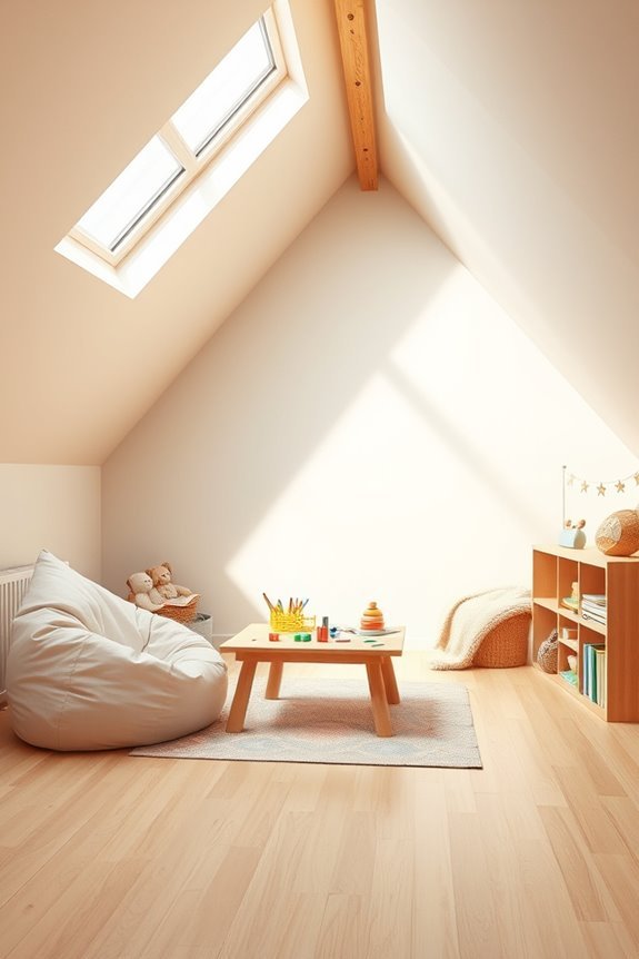 vibrant attic playroom transformation