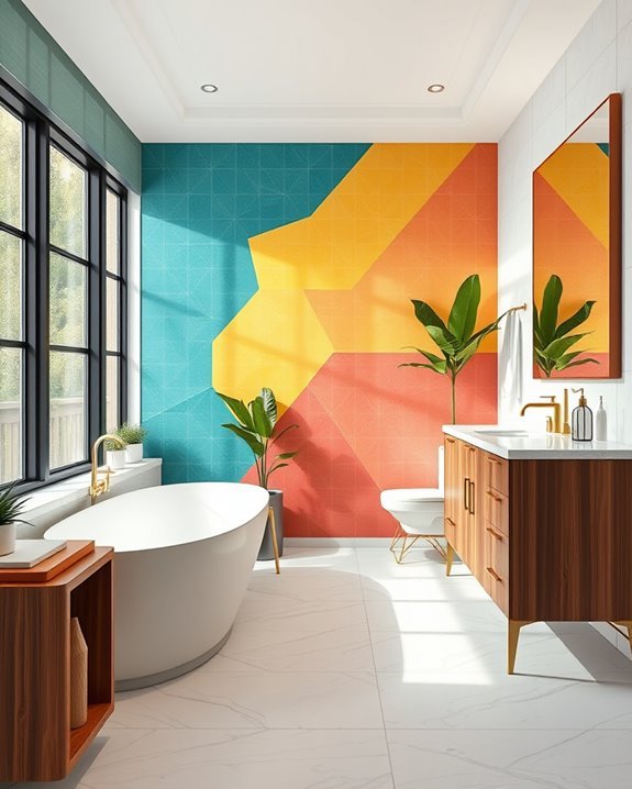 vibrant bathroom accent walls