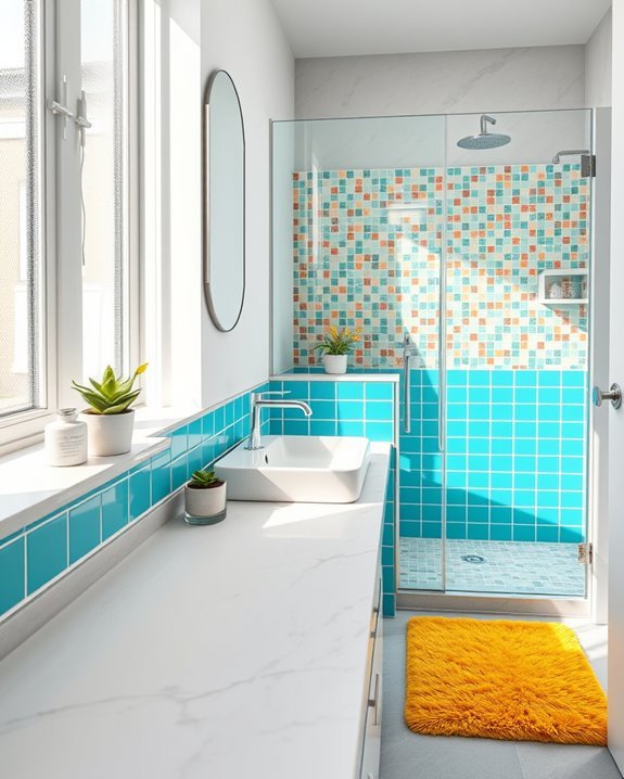 vibrant bathroom color accents