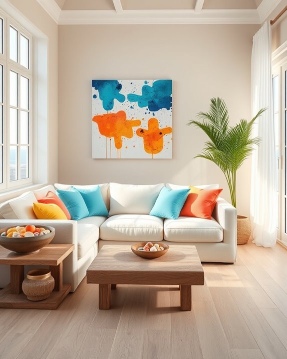 vibrant beach house accents