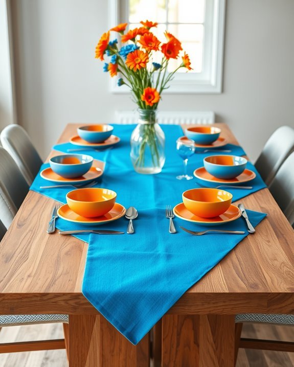 vibrant blue and orange setting