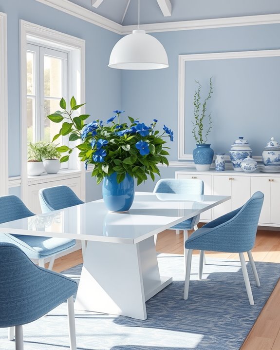 vibrant blue and white plants