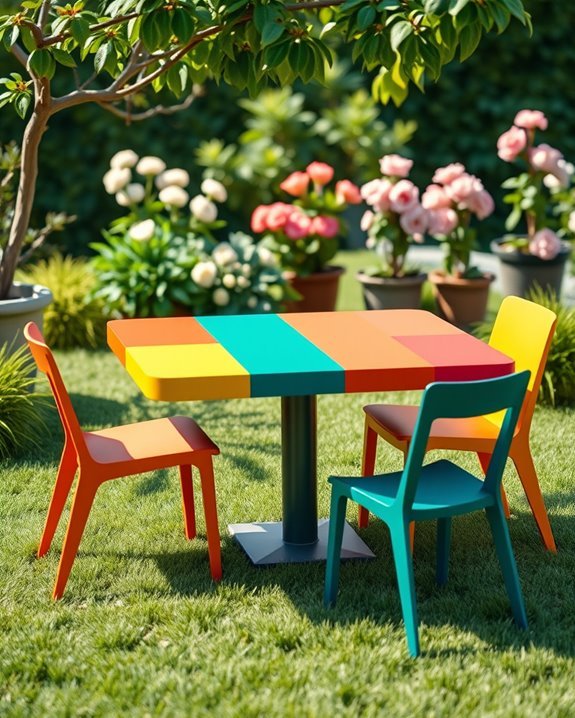 vibrant color block furniture