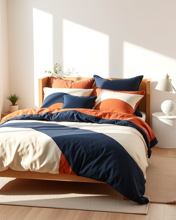 vibrant color blocked bedroom designs