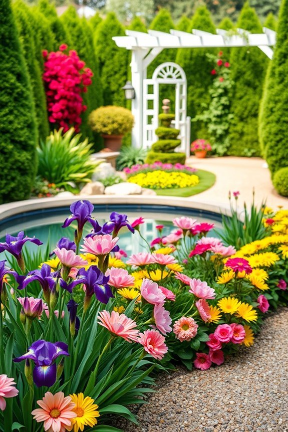 vibrant color themed garden designs